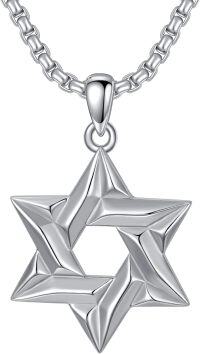 wholesale 925 Sterling Silver 3D Star of David Pendant for Men's Necklaces -Silver-2