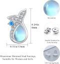 wholesale 925 Sterling Silver Teardrop Blue Moonstone Animal Stud Earrings for Women Girls -0-5