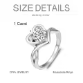 TOUPOP Sterling Silver D Color Vvs1 Heart Moissanite Split Shank Ring-0-3