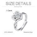 TOUPOP Sterling Silver D Color Vvs1 Heart Moissanite Split Shank Ring-0-3