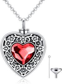 wholesale Sterling Silver Flower Urn Necklace for Ashes with Filling Tool-Cherry Blossoms-Red