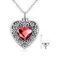 wholesale 925 Sterling Silver Heart Cremation Urn Necklace Oxidized Floral Amethyst Memorial Pendant-0-12