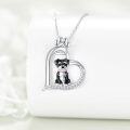 wholesale 925 Sterling Silver Schnauzer in Heart Paw Print Pendant Necklace for Women Girls Gifts-0-3