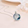 wholesale 925 Sterling Silver Blue Crystal 40th Birthday Moon & Stars Pendant Necklace Gifts for Women-0-9