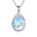 wholesale 925 Sterling Silver Teardrop Blue Opal Starfish Pendant Necklace-0-0