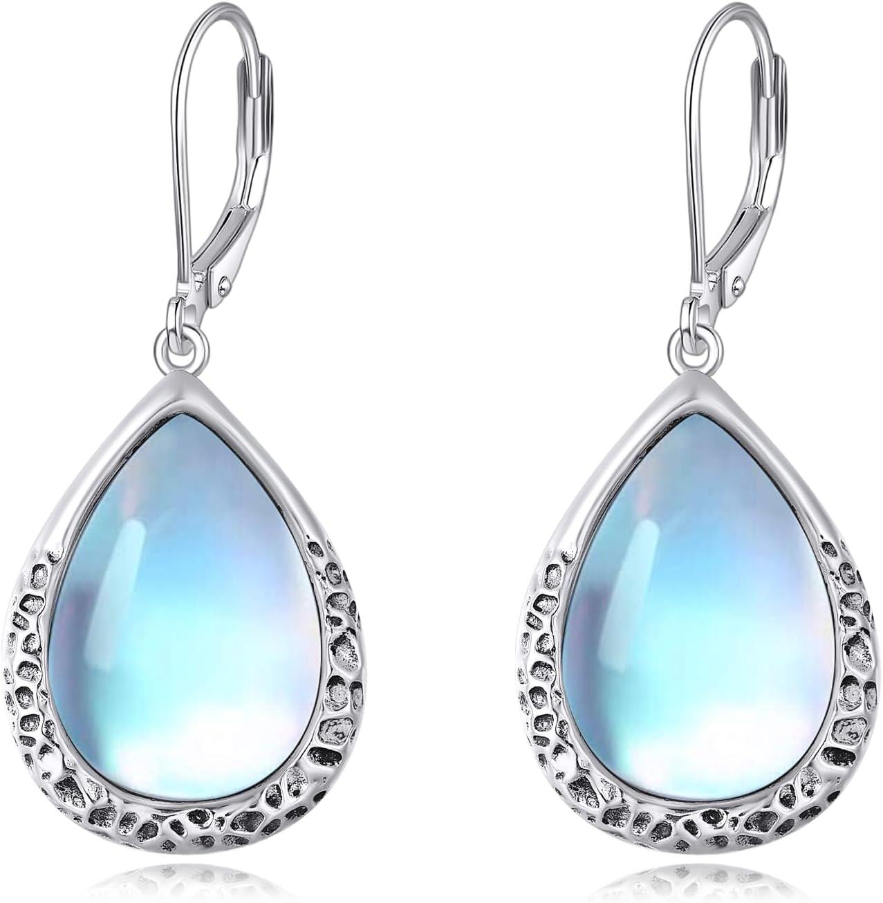Sterling Silver Moonstone Dangle Drop Earrings Leverback Jewelry-0-1