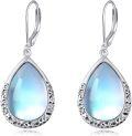wholesale 925 Sterling Silver Teardrop Moonstone & Cubic Zirconia Leverback Earrings-0-1