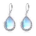 wholesale 925 Sterling Silver Teardrop Rainbow Moonstone Leverback Earrings-0-0