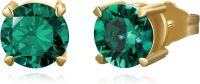 wholesale 14K Gold Round Cut Green Emerald Flower Stud Earrings with Pushbacks for Women - Elegant Set-E-Round Shaped