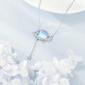 wholesale 925 Sterling Silver Blue Moonstone Planet Star Pendant Necklace for Women Gifts-0-1