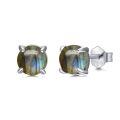 wholesale 925 Sterling Silver & Natural Labradorite Earrings, Trendy 6mm Gemstone Studs for Women, Spiritual Protection Gift for Holidays-0-0