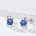 wholesale 925 Sterling Silver Lapis Lazuli Sea Turtle Stud Earrings Hypoallergenic Ocean Jewelry-0-1