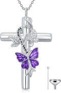 wholesale 925 Sterling Silver Moissanite Purple Butterfly Urn Necklace with Adjustable Chain for Ashes Keepsake-0-0