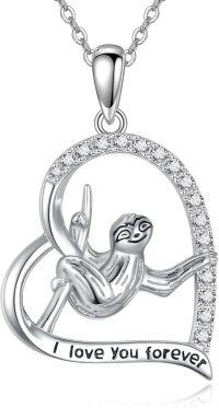 wholesale 925 Sterling Silver Sloth Heart Pendant Necklace for Women Girls Gifts Jewelry Accessories-sloth 1