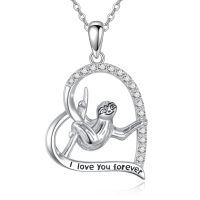 wholesale 925 Sterling Silver Sloth Heart Pendant Necklace for Women Girls Gifts Jewelry Accessories-sloth 1