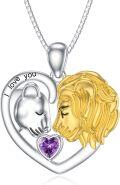 wholesale Silver Stone Lion Heart Necklace Lioness Lion Jewelry Gift for Women-0-0