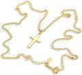 wholesale Gold 925 Sterling Silver Cross Pendant Necklace with Curb Chain for Men & Women - 24 Length-0-2