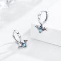 wholesale 925 Sterling Silver Blue Crystal Bat Huggie Hoop Earrings for Women Girls Gothic Punk Style Vampire  4cm Diameter-0-3