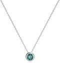 wholesale 925 Sterling Silver Green CZ Round Pendant Chain Necklace for Women Girls-0-51