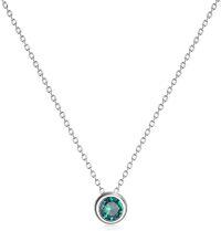 wholesale 925 Sterling Silver Green CZ Round Pendant Chain Necklace for Women Girls-May - Green