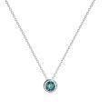 wholesale 925 Sterling Silver Green CZ Round Pendant Chain Necklace for Women Girls-0-51
