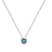 wholesale 925 Sterling Silver Green CZ Round Pendant Chain Necklace for Women Girls-May - Green