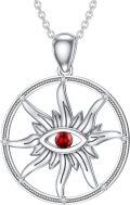 wholesale 925 Sterling Silver Red CZ Evil Eye Pendant Necklace for Women Girls  45cm Chain Length-0-0
