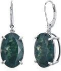 wholesale 925 Sterling Silver with Green Moss Agate and Cubic Zirconia Drop Earrings for Women-0-0