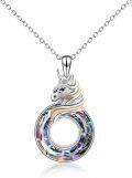 wholesale Sterling Silver Crystal Unicorn Pendant Necklace Gift for Women-0-6