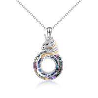 wholesale 925 Sterling Silver Unicorn Pendant Necklace Wholesale With Crystal-Purple