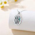 wholesale 925 Sterling Silver Oval St Jude Thaddeus Pray for Us Medal Pendant Necklace w/ Abalone Shell Stone-0-3