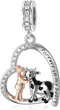 wholesale 925 Sterling Silver Cow Charm Bracelet with Cubic Zirconia Pendant Gift for Women and Girls-0-0