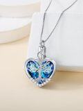 wholesale 925 Sterling Silver Heart Tree of Life Blue Crystal Keepsake Pendant Necklace with Funnel and Fill Tool-0-4