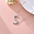 wholesale 925 Sterling Silver S-Shaped Initial Letter Cubic Zirconiad Pendant Necklaces for Women Girls  (S)-0-3