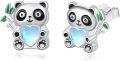 wholesale 925 Sterling Silver Panda Heart Moonstone Stud Earrings for Women Gift-0-0