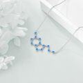 wholesale 925 Sterling Silver Blue Opal Molecule Structure Necklaces - Science  for Women-0-2