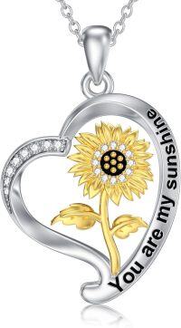 wholesale TOUPOP You Are My Sunshine Necklace 925 Sterling Silver Sunflower Necklace For Women Heart Pendant Necklace With Zircon Anniversary Birthday Gifts For Wife Mother -undefined