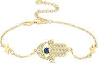 wholesale Gold 925 Sterling Silver Hamsa Evil Eye Celtic Cross Adjustable Egyptian Protective Bracelet for Women-Evil Eye Bracelet
