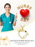 TOUPOP 14K Gold CZ Stethoscope Heart Pendant Necklace-0-1