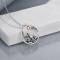 wholesale 925 Sterling Silver Wolf Howl Pendant Necklace with Moon and Branches - Mother's Day Gifts for Her-0-1