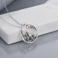 wholesale 925 Sterling Silver Howling Wolf Moon Pendant Necklace Rose Gold Accent For Women-0-1
