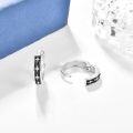 wholesale 925 Sterling Silver Black Enamel Star Design Small Hoop Earrings for Men & Women - Unisex Jewelry-0-1