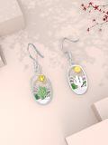 TOUPOP Sterling Silver Green Cactus Dangle Drop Earrings For Women-0-2