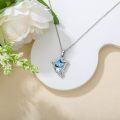 wholesale 925 Sterling Silver Blue Crystal Butterfly Pendant Necklace-0-2