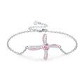 wholesale 925 Sterling Silver Pink Crystal Heart Butterfly Cross Bracelet for Women Girls-0-0