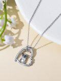 wholesale 925 Sterling Silver Pug Heart Pendant Necklace with Cubic Zirconia and Paw Prints Gifts for Women Girls Pet Lovers-0-2