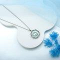 wholesale 925 Sterling Silver Round Luminous Sun & Peace Symbol Pendant Necklace for Women-0-2