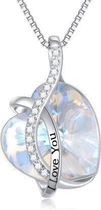 wholesale 925 Sterling Silver Austrian Crystal 12 Birthstone Heart Pendant Necklace for Women-E-April