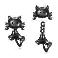wholesale 925 Sterling Silver Cute Black Cat Ear Earring-0-0