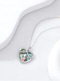 wholesale 925 Sterling Silver Heart Pendant with Abalone Shell and Turquoise Gemstones - I Love You Forever Necklace for Grandma & Granddaughter-0-2